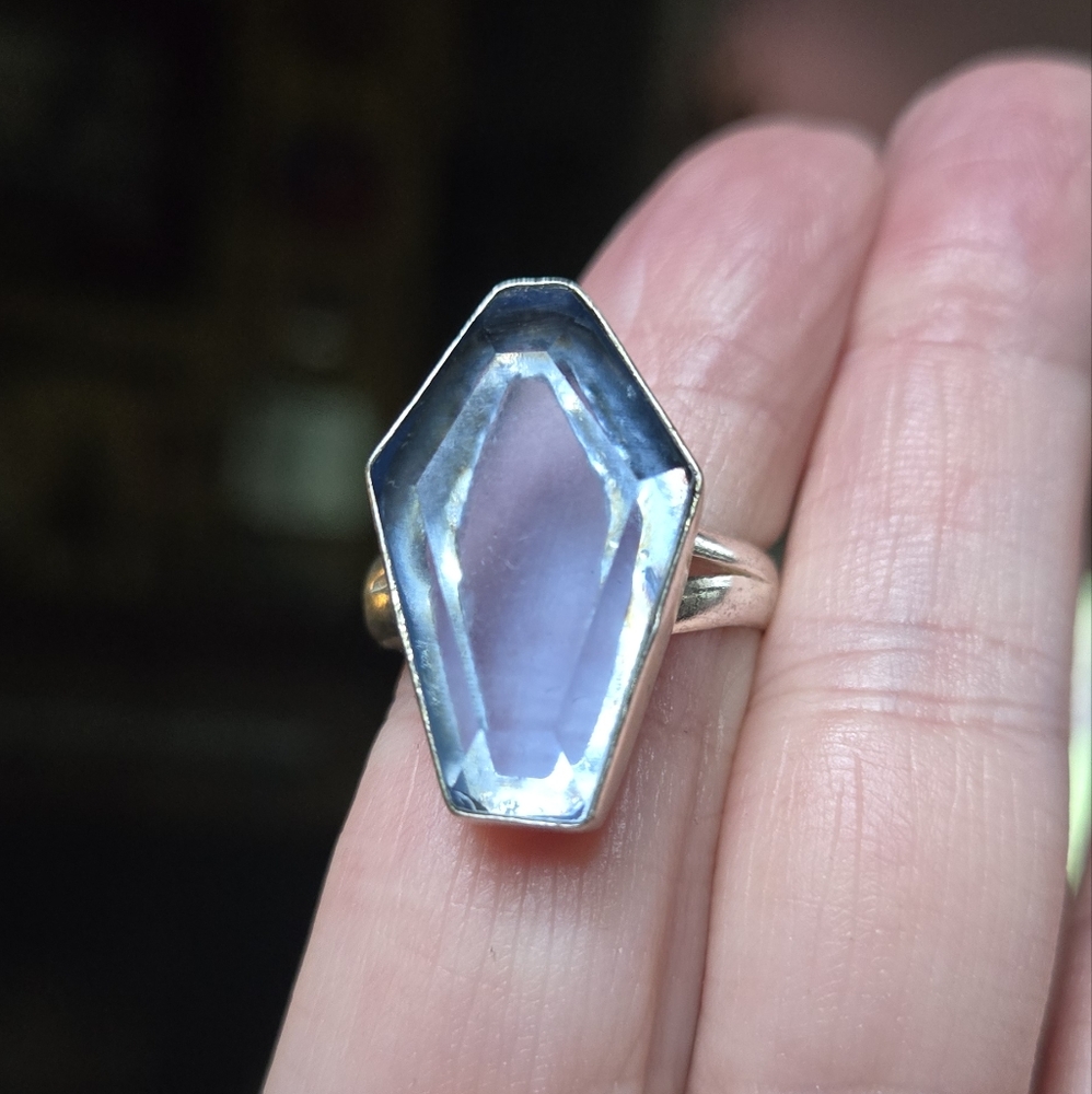 HOST PICK! ππ Blue topaz Gemstone coffin sterling Ring sz9.5 - Picture 3 of 7
